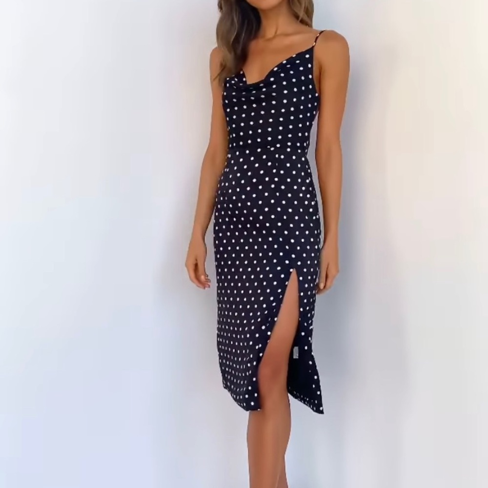 Polka dot midi dress - never been worn with tags!